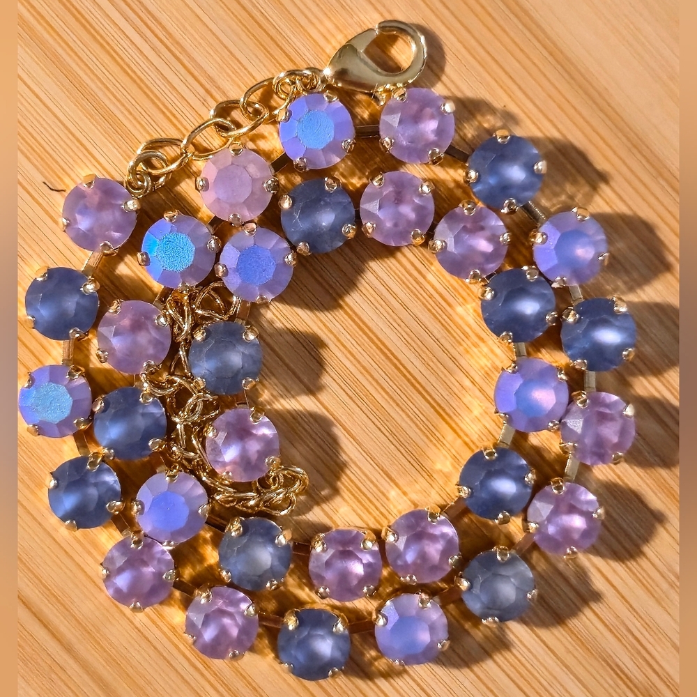 Mystical Purple Austrian Glimmering Crystals in Classic Gold Plated Necklace